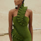 Autumn Elegant Bandage Green Dress