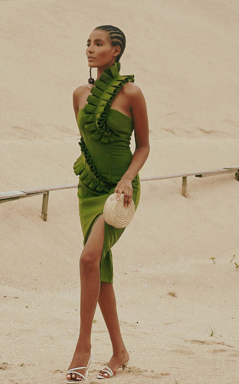Autumn Elegant Bandage Green Dress