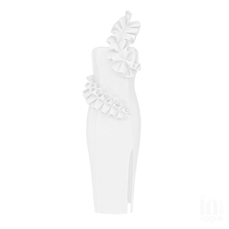 Autumn Elegant Bandage White Dress