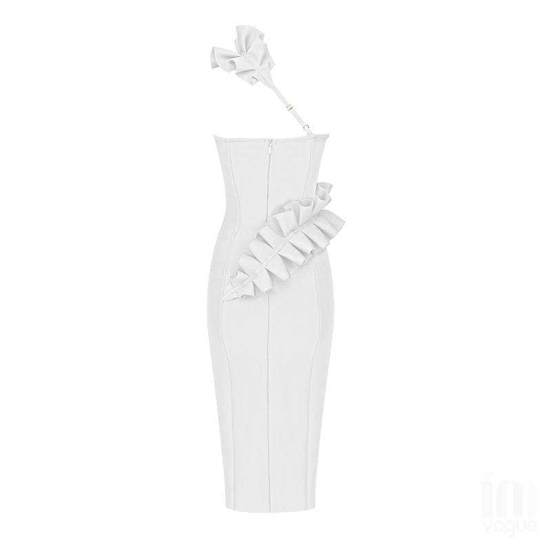 Autumn Elegant Bandage White Dress