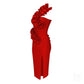 Autumn Elegant Bandage Red Dress