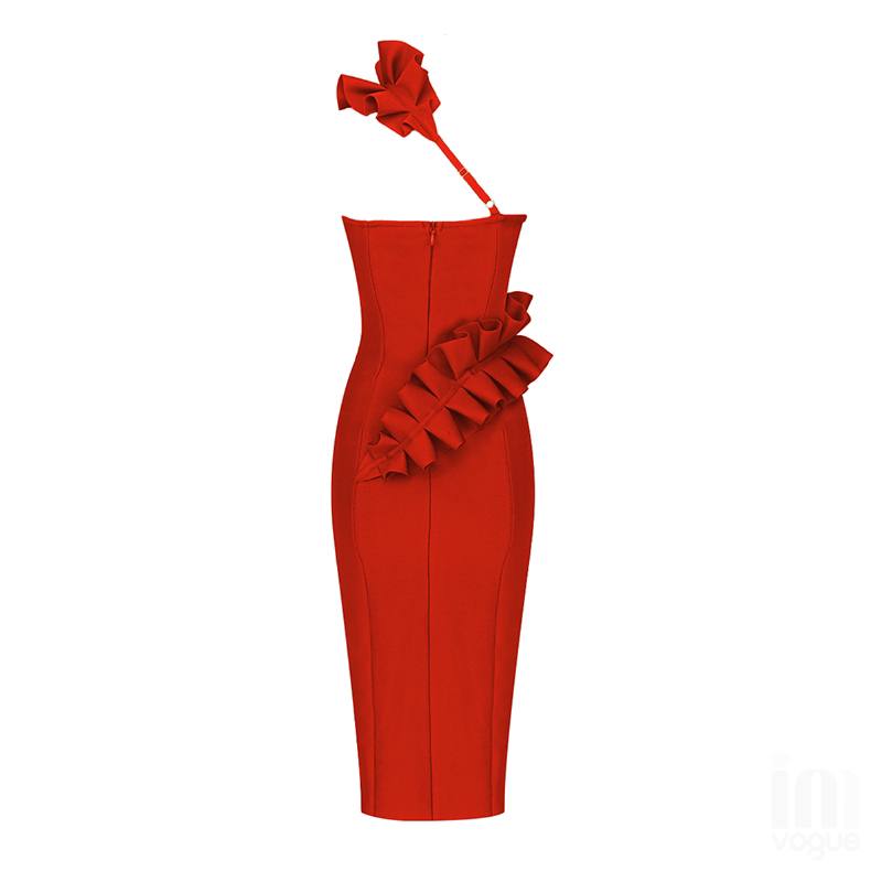 Autumn Elegant Bandage Red Dress