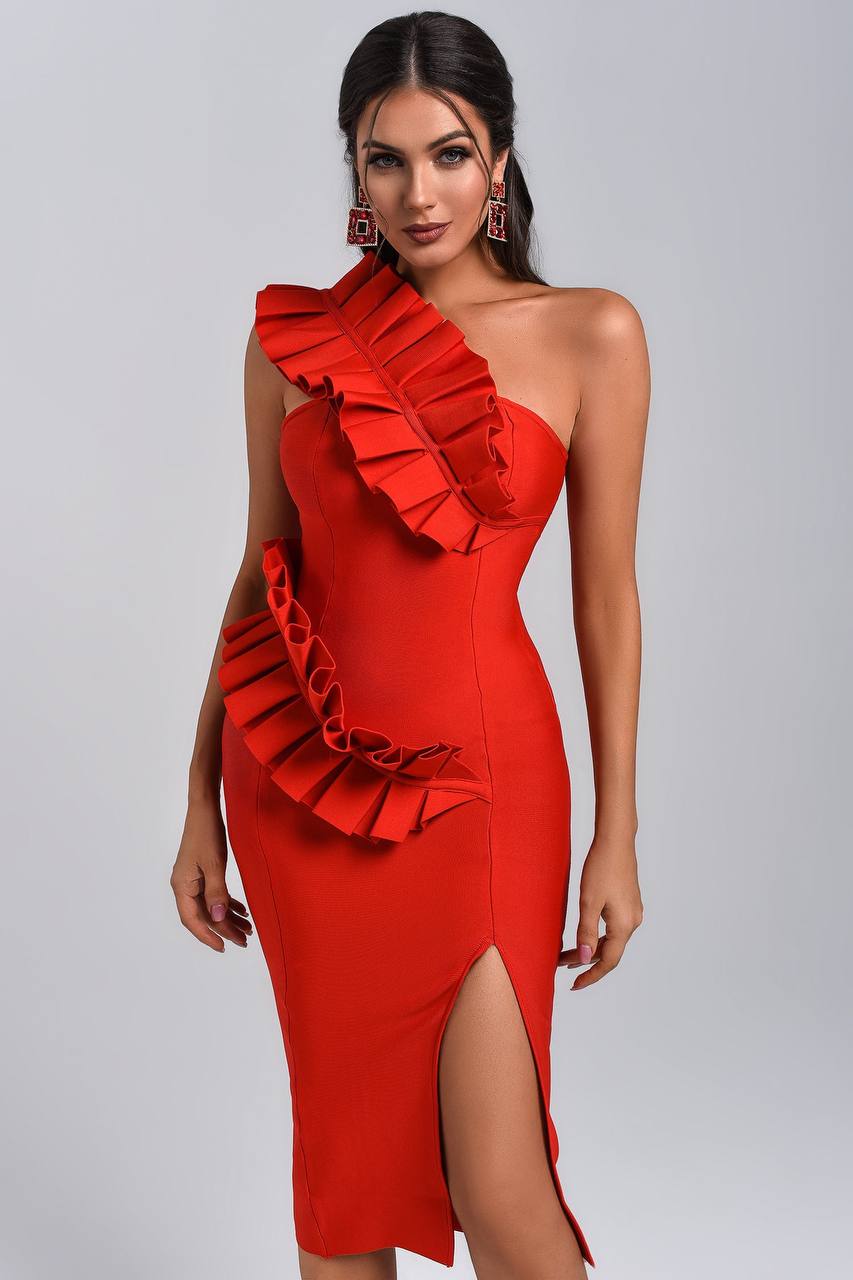 Autumn Elegant Bandage Red Dress