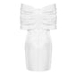 Satin White Bow Off-Shoulder White Mini Dress