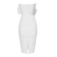 Strappy Twist Front Crepe White Midi Dress