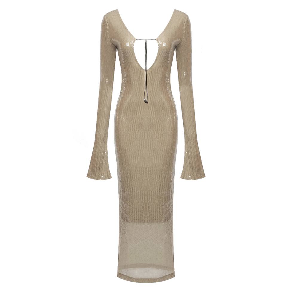 Esmeralda Sequin Beige Golden Dress