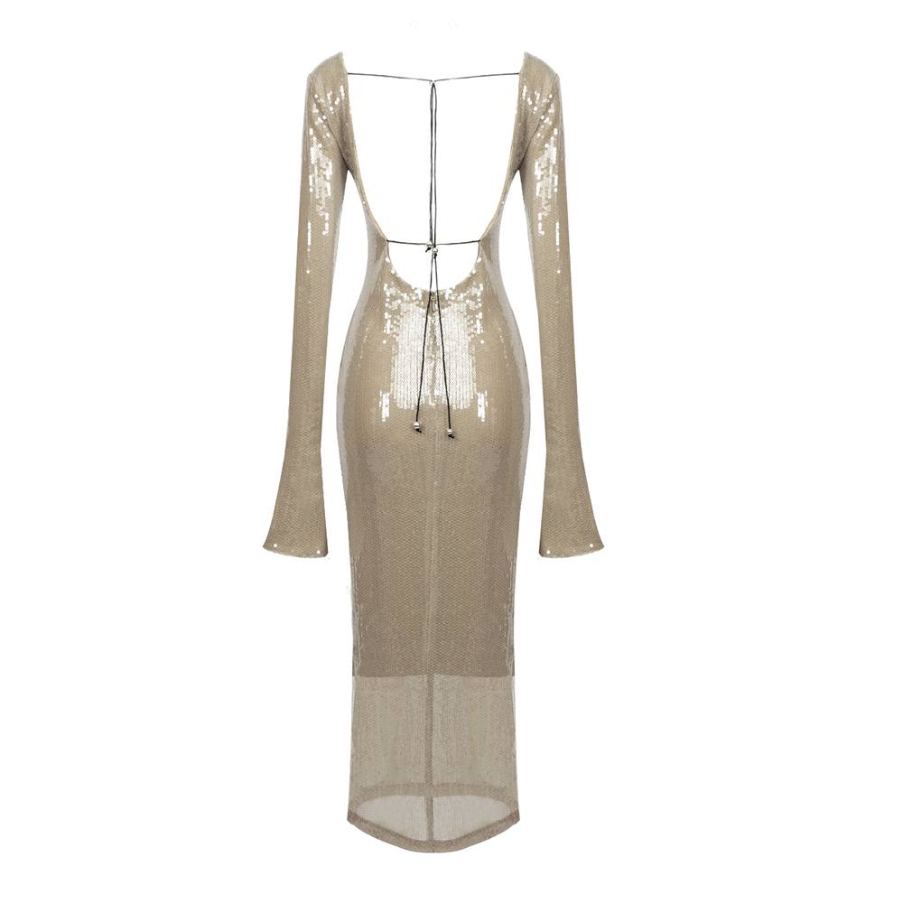 Esmeralda Sequin Beige Golden Dress