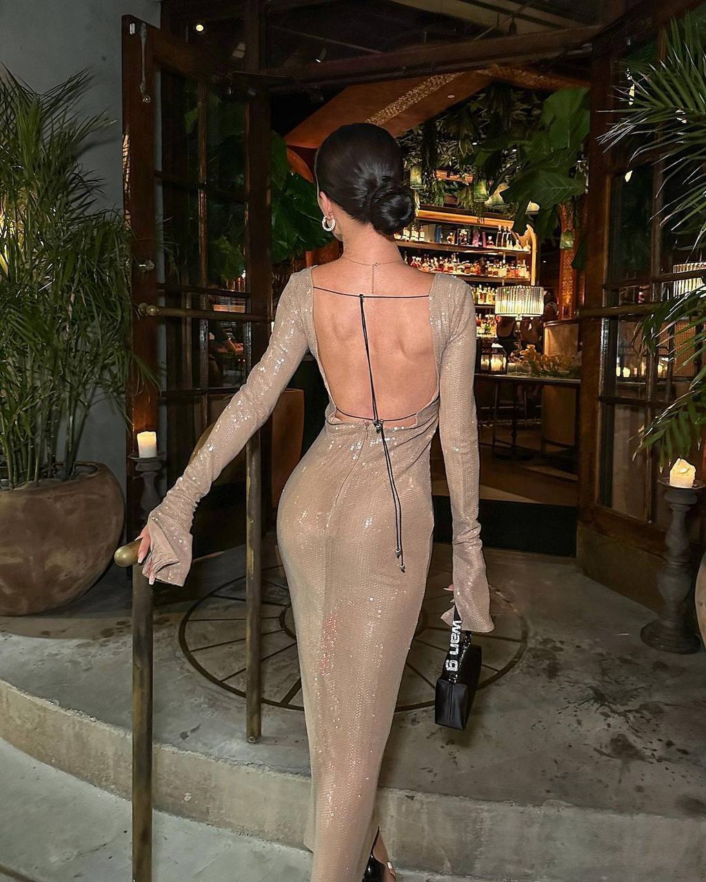 Esmeralda Sequin Beige Golden Dress