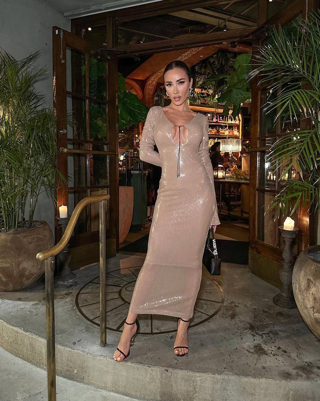 Esmeralda Sequin Beige Golden Dress