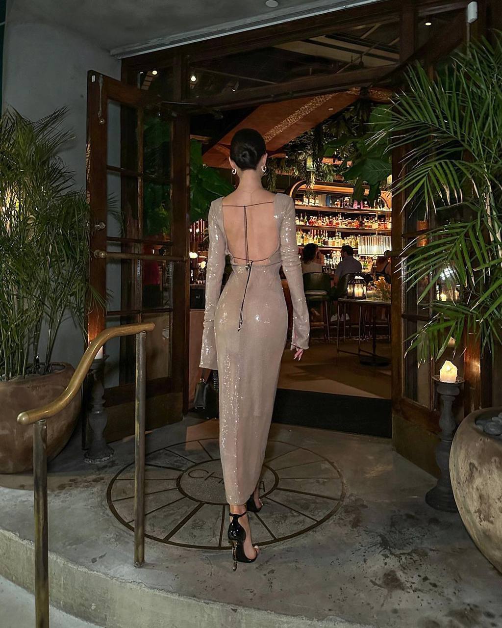 Esmeralda Sequin Beige Golden Dress
