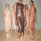 The Chocolate Leather Bodycon Midi Dress