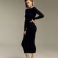 The Black Backless Chain Long Sleeve Midi Dress