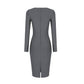 The Sleeve Solid Gray Midi Dress