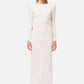 The White Backless Plunge Long Sleeve Maxi Dress