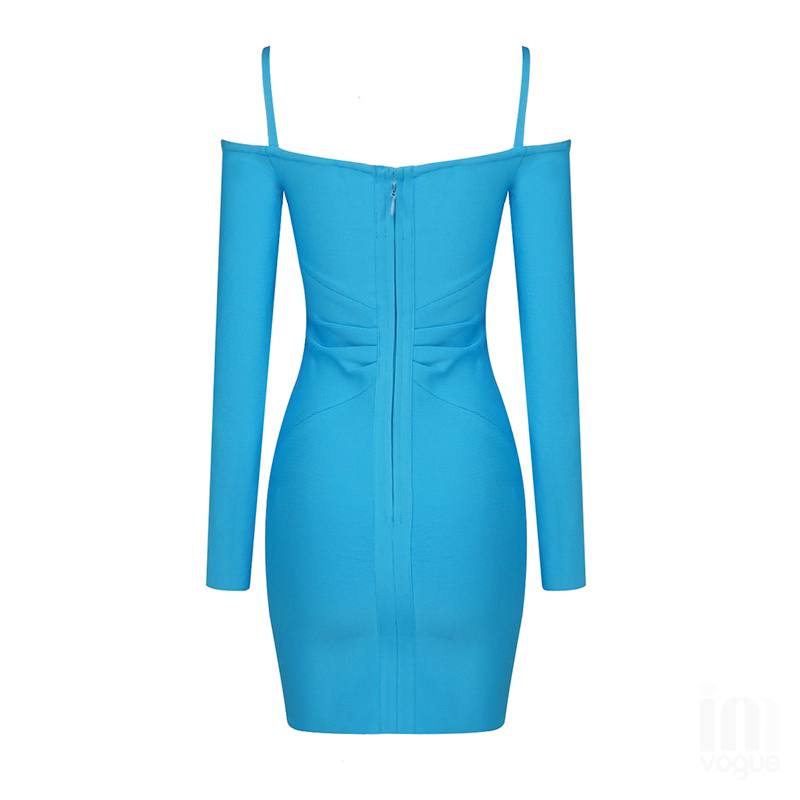 Elfrieda Cold Shoulder Solid Dress - Blue