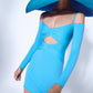 Elfrieda Cold Shoulder Solid Dress - Blue