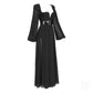 The Elegant Neckline Organza Maxi Dress - Black