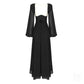 The Elegant Neckline Organza Maxi Dress - Black