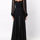 The Elegant Neckline Organza Maxi Dress - Black