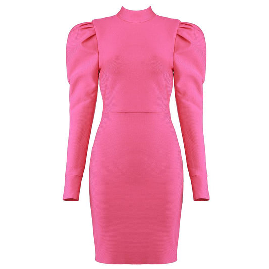 Long Sleeve Elegant Summer Pink Dress