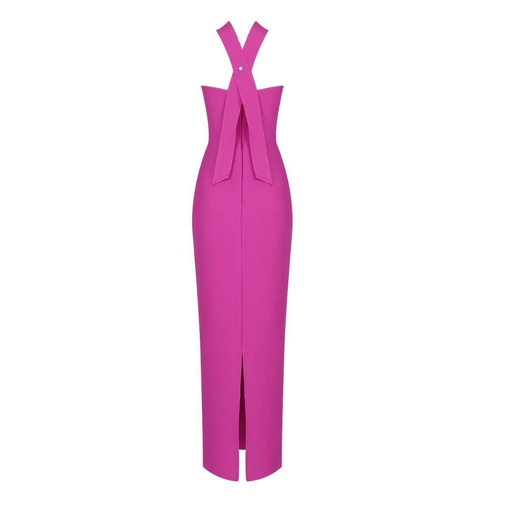 Pink Strapless Bow Evening Dress