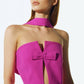 Pink Strapless Bow Evening Dress