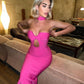 Pink Strapless Bow Evening Dress
