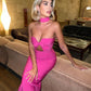 Pink Strapless Bow Evening Dress