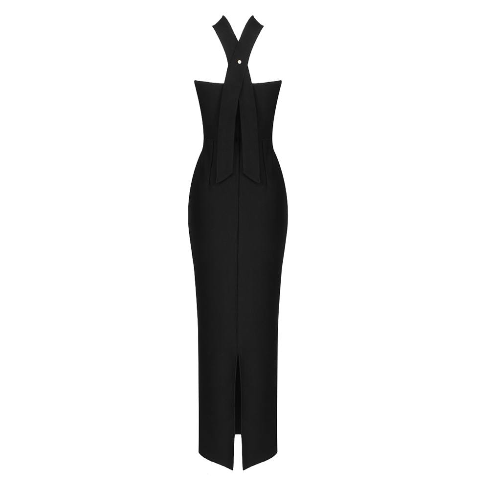 Black Strapless Bow Evening Dress
