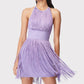 Purple Tassel Backless Mini Dress