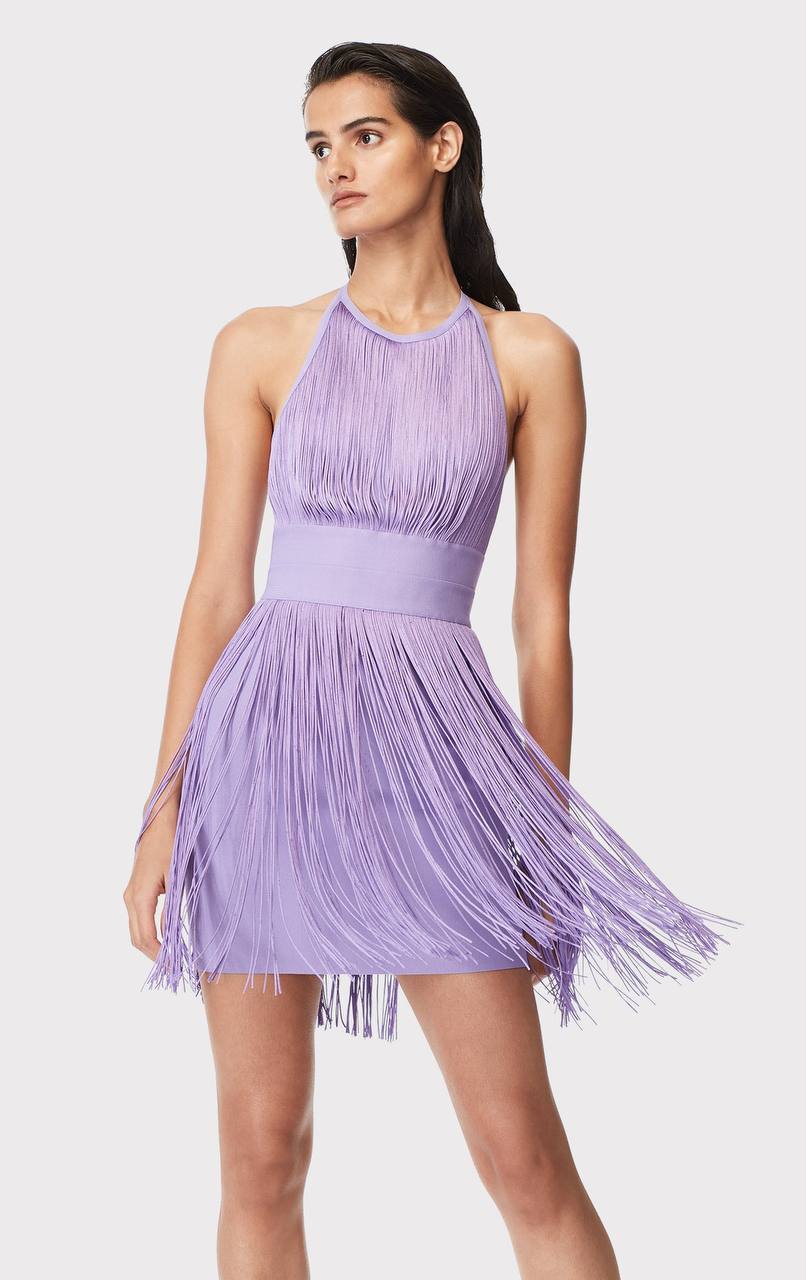 Purple Tassel Backless Mini Dress