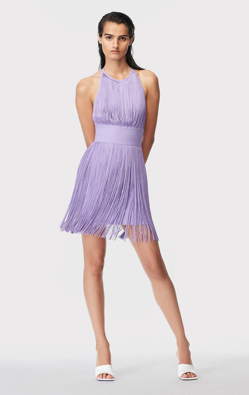 Purple Tassel Backless Mini Dress