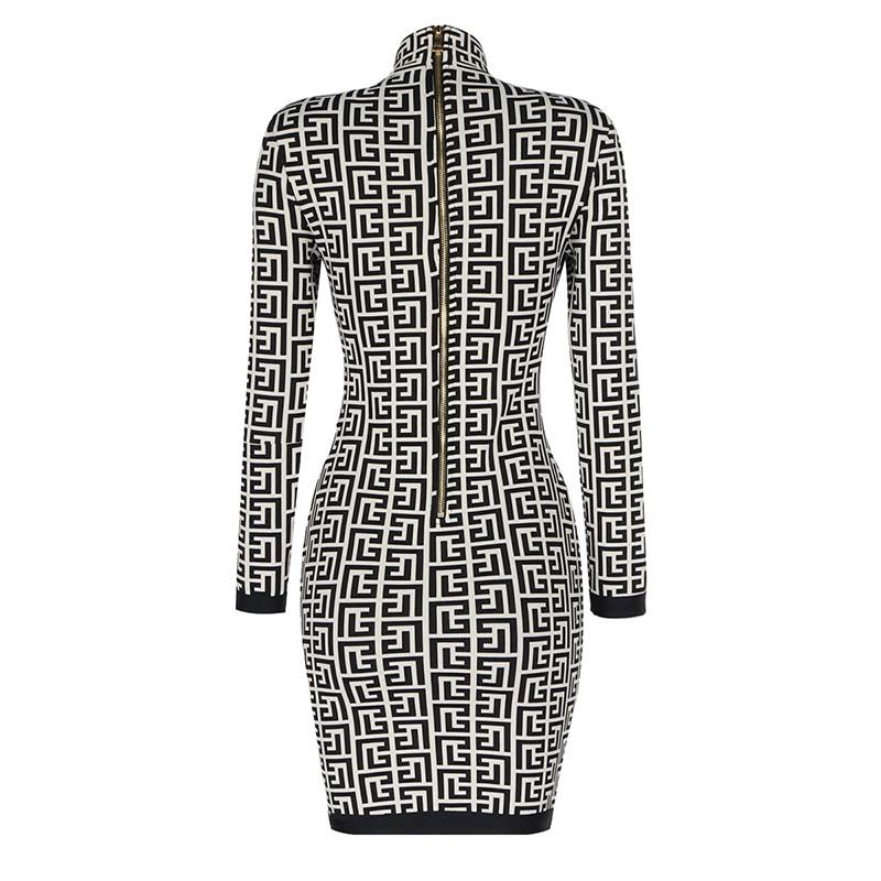 Short Bicolor Jacquard Bandage Dress
