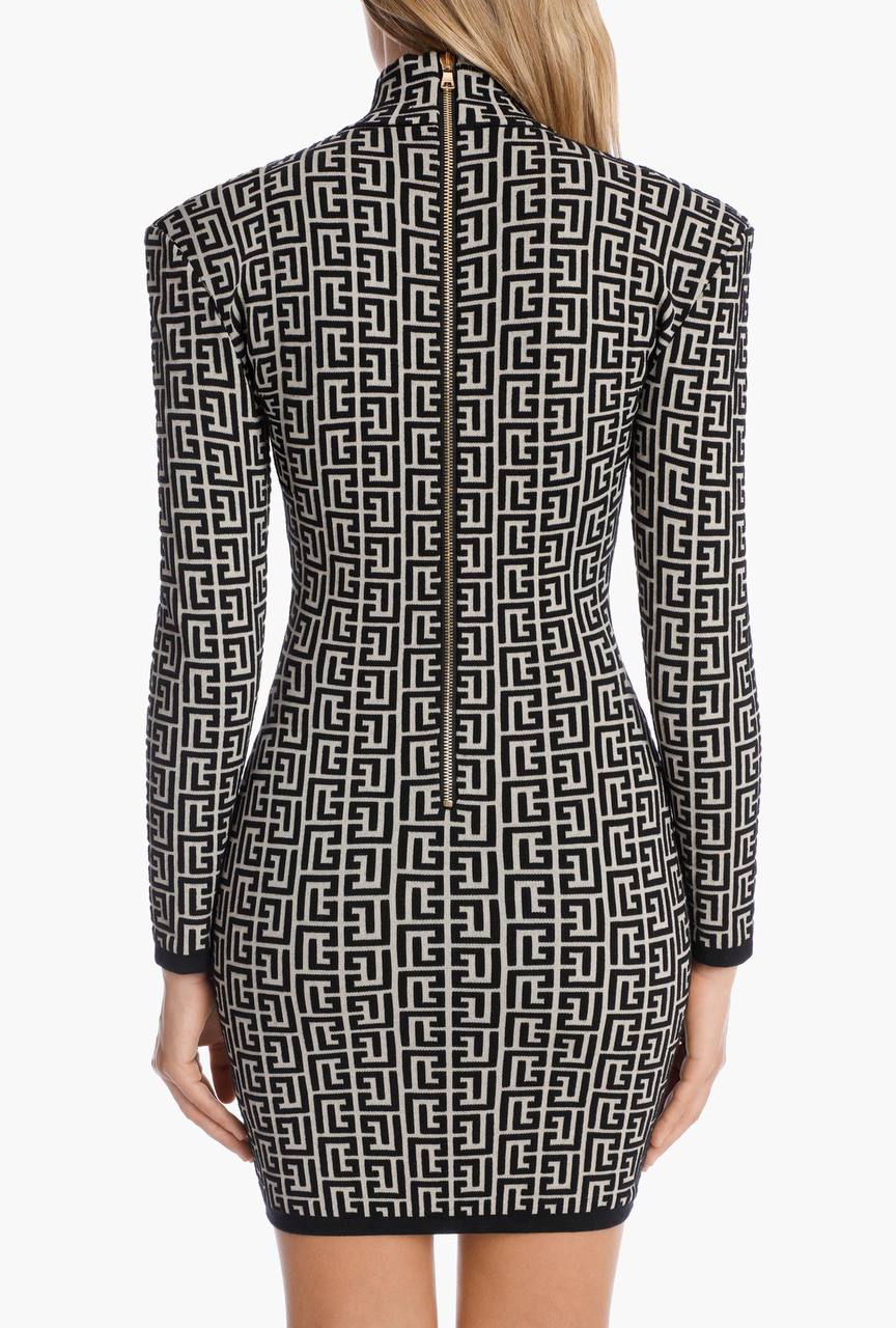 Short Bicolor Jacquard Bandage Dress
