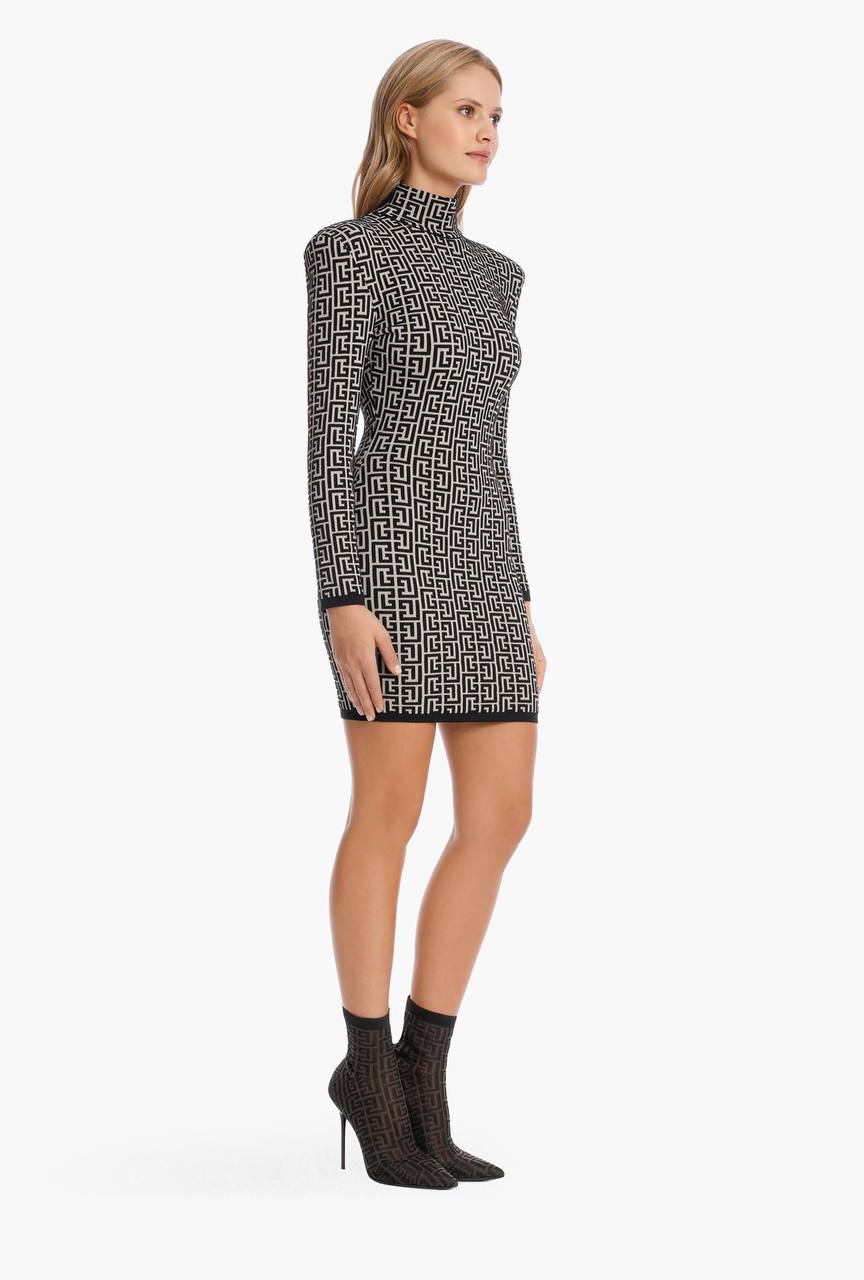 Short Bicolor Jacquard Bandage Dress