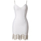 Crystal Embellished Mini Dress - White
