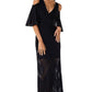 Cold Shoulder Lace Gown Dress in Black