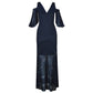 Cold Shoulder Lace Gown Dress in Black