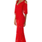 Cold Shoulder Lace Gown Dress in Red
