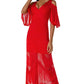Cold Shoulder Lace Gown Dress in Red