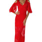 Cold Shoulder Lace Gown Dress in Red