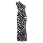 One Shoulder Gown Zebra Stripes Dress