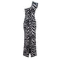 One Shoulder Gown Zebra Stripes Dress