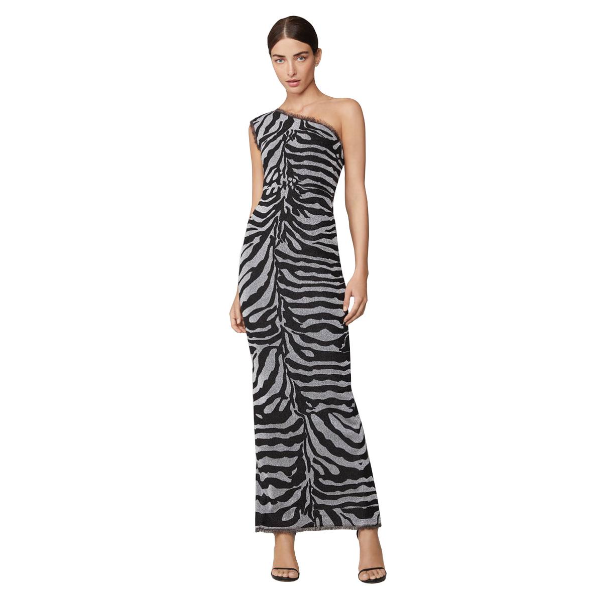 One Shoulder Gown Zebra Stripes Dress