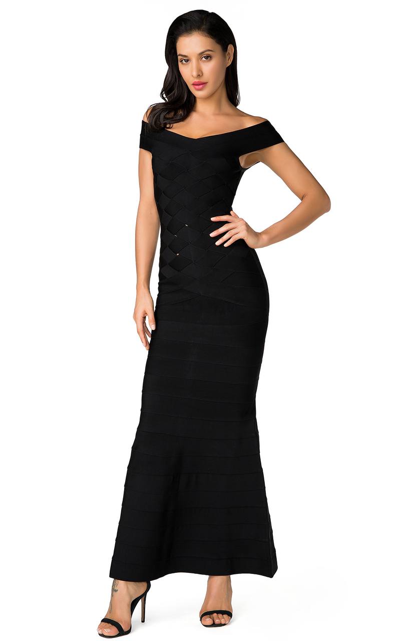 Black Textured Midi Dress