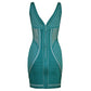 Glitter Seam Detail Halter Neck Slit Blue Dress