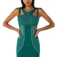 Glitter Seam Detail Halter Neck Slit Blue Dress