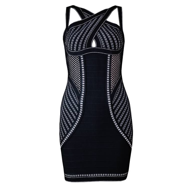 Glitter Seam Detail Halter Neck Slit Black Dress
