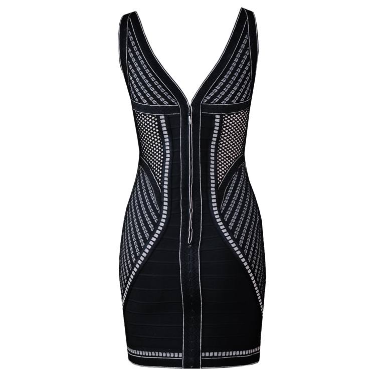 Glitter Seam Detail Halter Neck Slit Black Dress