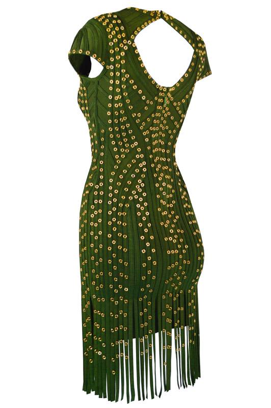 Short Sleeve Green Mini Dress